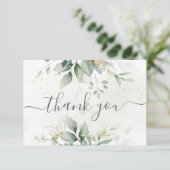 Carte De Remerciements Elégant Eucalyptus Feuille Mariage or vert (Debout devant)