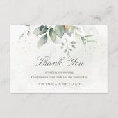 Carte De Remerciements Elégant Eucalyptus Feuille Mariage or vert (Devant)