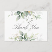 Carte De Remerciements Elégant Eucalyptus Feuille Mariage or vert (Devant)