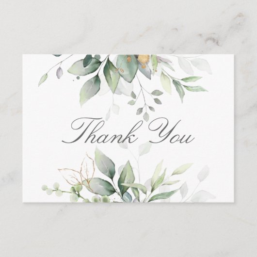 Carte De Remerciements Elégant Eucalyptus Feuille Mariage or vert (Devant)