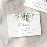Carte De Remerciements Elégant Eucalyptus Feuille Mariage or vert<br><div class="desc">Magnifique mariage Cartes de remerciements avec l'aquarelle eucalyptus et feuilles d'or. Un choix parfait pour les mariages de jardin de printemps et d'été.</div>