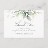 Carte De Remerciements Elégant Eucalyptus Feuille Mariage or vert (Devant)
