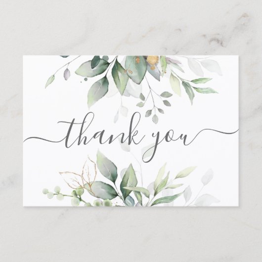 Carte De Remerciements Elégant Eucalyptus Feuille Mariage or vert (Devant)