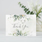 Carte De Remerciements Elégant Eucalyptus Feuille Mariage or vert (Debout devant)