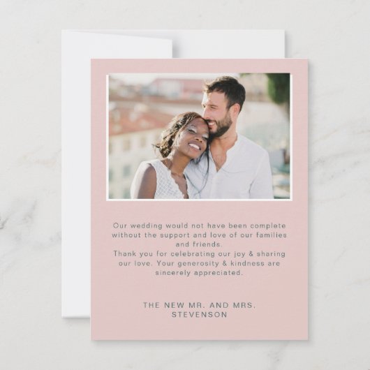 Carte De Remerciements Elégant eucalyptus fleurs blanches photo mariage (Dos)