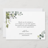Carte De Remerciements Elegant Eucalyptus Greenery PHOTO (Dos)