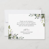 Carte De Remerciements Elégant Eucalyptus Mariage PHOTO (Dos)