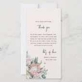 Carte De Remerciements Elegant Eucalyptus Pampas Grass Protea Wedding (Devant)