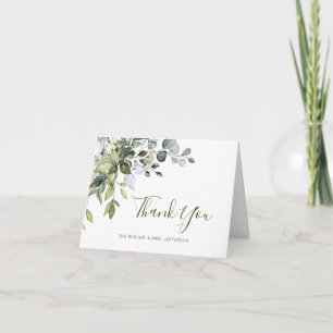 Carte De Remerciements Elégant Eucalyptus Verdure Mariage aquarelle