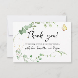Carte De Remerciements Élégant Eucalyptus Verdure Or Sparkle