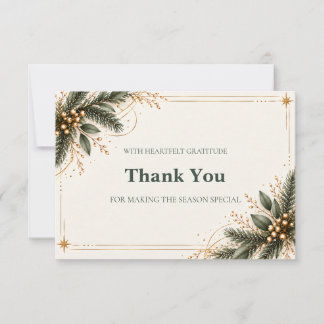 Carte De Remerciements Elegant Evergreen Gold Christmas Thank You Card
