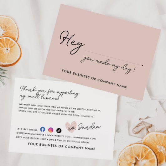 Carte De Remerciements Élégant Fabriqué Mon Coeur de Jour Commande d'entr