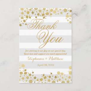 Carte De Remerciements Elégant Faux Gold Splatz et Stripes