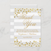 Carte De Remerciements Elégant Faux Gold Splatz et Stripes (Devant / Derrière)