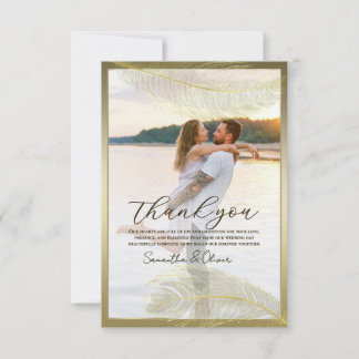 Carte De Remerciements Elegant Feather Photo Thank You Card  Luxury Event