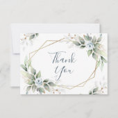 Carte De Remerciements Élégant feuillage Fleurs bleues poussiéreuses (Devant)