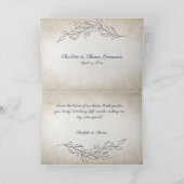 Carte De Remerciements Élégant Feuille doux Mariage de script (Intérieur)