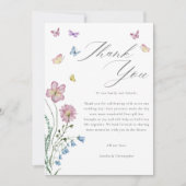 Carte De Remerciements Élégant Fleur sauvage Mariage papillon