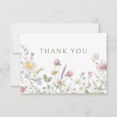 Carte De Remerciements Élégant Fleur sauvage Pastel Soft Mariage botaniqu (Devant)