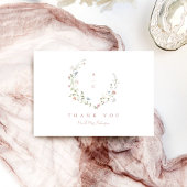 Carte De Remerciements Élégant Fleur sauvage Rustic Boho Mariage monogram