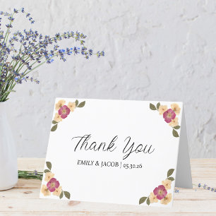 Carte De Remerciements Elégant Fleurs sauvages habillés Boho Garden Maria
