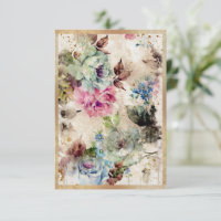 Élégant floral aquarelle abstrait rustique or