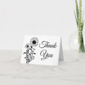 Carte De Remerciements Élégant Floral Blanc Fleur sauvage Mariage (Devant)