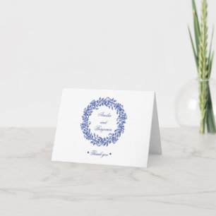 Carte De Remerciements Élégant floral bleu vintage français