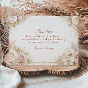 Carte De Remerciements Élégant Floral Blush Neutre