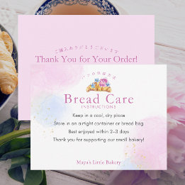 Carte De Remerciements Elegant Floral Croissant Bread Care Instructions