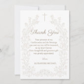 Carte De Remerciements Elegant Floral Cross Confirmation (Devant)