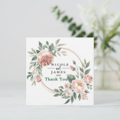 Carte De Remerciements Élégant floral eucalyptus pêche (Debout devant)