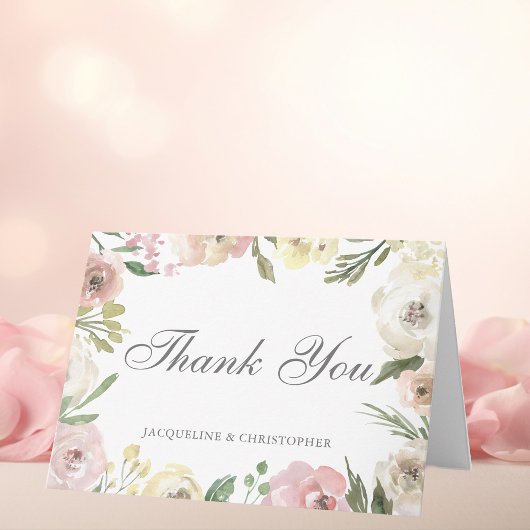 Carte De Remerciements Elegant Floral Garden Wedding Personalized