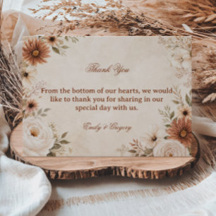 Carte De Remerciements Élégant Floral Neutre