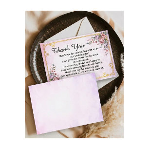 Carte De Remerciements Élégant floral pastel rose lavande or