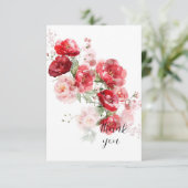 Carte De Remerciements Élégant floral rouge simple personnalisé (Debout devant)
