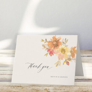Carte De Remerciements Élégant floral sans photo ivoire mariage
