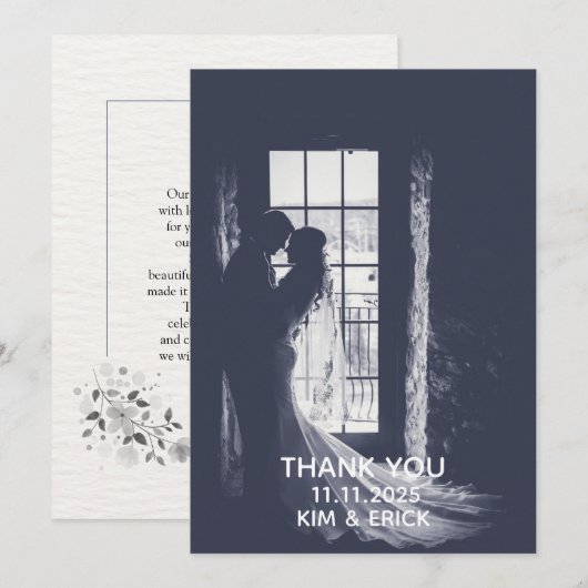 Carte De Remerciements Elegant Floral Wedding (Devant / Derrière)