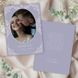 Carte De Remerciements Élégant Français Lilac Chic Vintage Mariage Photo