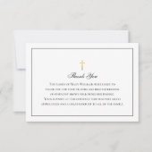 Carte De Remerciements Elégant funérailles Croix d'or religieuse (Devant)