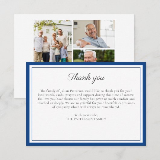 Carte De Remerciements Elegant Funeral Photo Collage Custom Message  (Devant / Derrière)