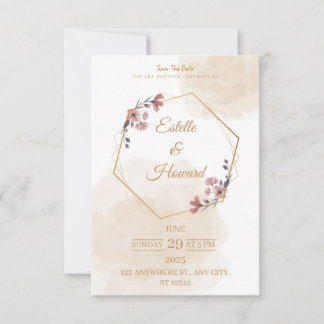 Carte De Remerciements Elegant Geometric Floral Save The Date Card