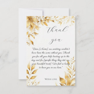Carte De Remerciements Elegant Gold Floral Wedding Thank You Card