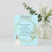 Carte De Remerciements Elegant Gold Geometric Dusty Blue Wedding (Debout devant)