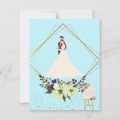 Carte De Remerciements Elegant Gold Geometric Dusty Blue Wedding (Dos)