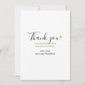 Carte De Remerciements Elégant Gold Heart Script Mariage Photo (Dos)