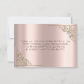 Carte De Remerciements Elégant Gold Hearts Frame Rose Gold (Dos)