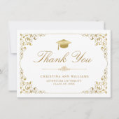 Carte De Remerciements Élégant Gold Ivy Script White Graduation (Devant)