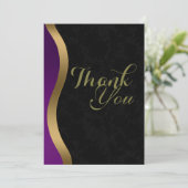 Carte De Remerciements Elégant Gold Purple Black Funeral (Debout devant)