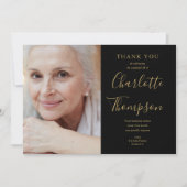 Carte De Remerciements Élégant Gold Script Memorial Funeral Photo (Devant)